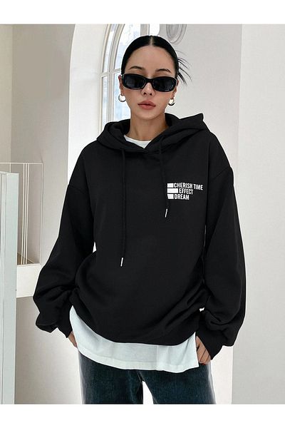 CLAYES Oversize mikina s kapucí s černým efektem