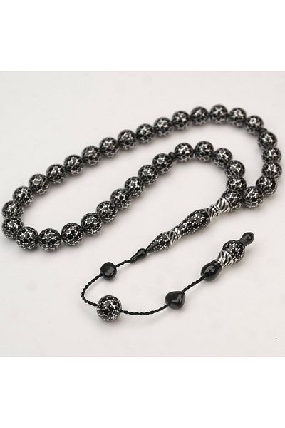 Skygo Oltu Stone Sphere Cut Honeycomb Processing Oltu Stone Rosary