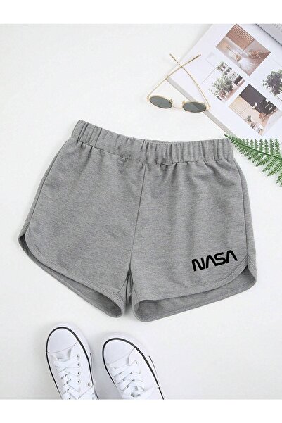 CLAYES Шорти Nasa Bermuda з сірого трикотажу - з шнурком і принтом