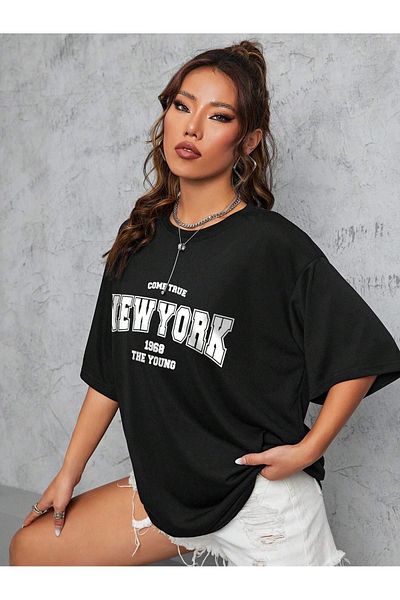 CLAYES Νέα Υόρκη 1968 Young Single Jersey T-shirt - Μαύρο Oversize Crew λαιμόκοψη κοντό μανίκι