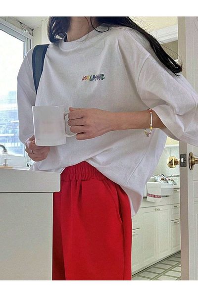 VBSVİBES Πλεκτό μπλουζάκι Unisex Λευκό Oversize Worldtour με στάμπα