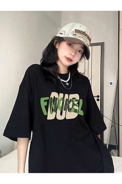 VBSVİBES BLACK OVERSIZE MOLD DUB PRINTED TSHIRT