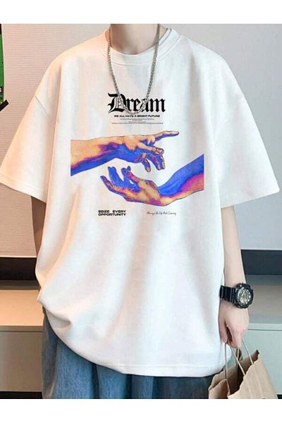 VBSVİBES Unisex Oversize Λευκό T-Shirt Dream