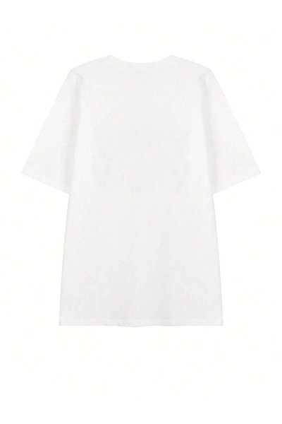 CLAYES Tricou oversize Welenaga cu imprimeu alb - decolteu, mânecă scurtă