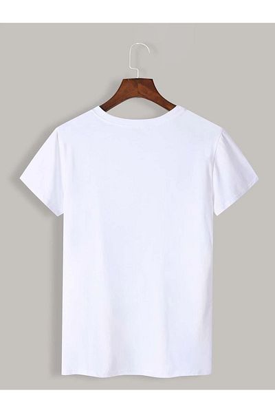 CLAYES Μονό Τζέρσεϊ Flying Butterfly με σχέδιο Λευκό μπλουζάκι Oversize - Πλήρης λαιμόκοψη, κοντό μανίκι