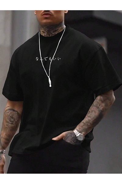 VBSVİBES black oversize mold chineses icon thsırt