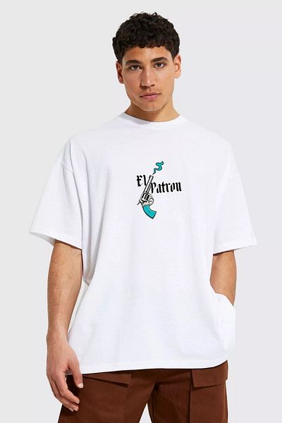 VBSVİBES Gang Series Men's White Oversize Pablo El Patron Printed T-shirt