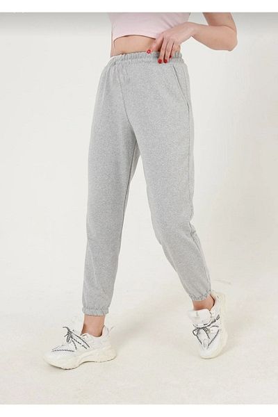CLAYES Straight Basic Sweatpants Jogger - Gray Rubber Leg High Waist
