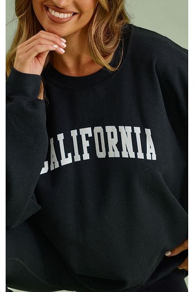 CLAYES Φούτερ California Letter - Μαύρη στάμπα Oversize Crew Neck