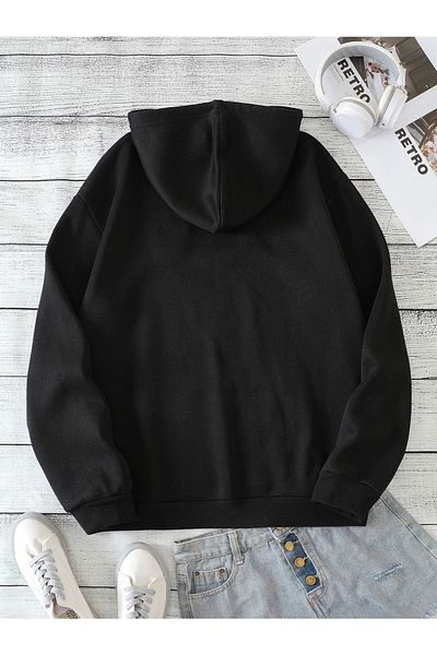 CLAYES Φούτερ Naturally Mountain - Μαύρη στάμπα Oversize Hooded