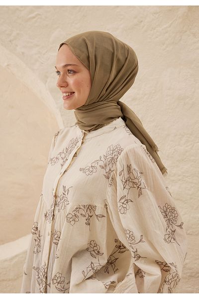 Fresh Walnut Colored Thin Cotton Voile Shawl