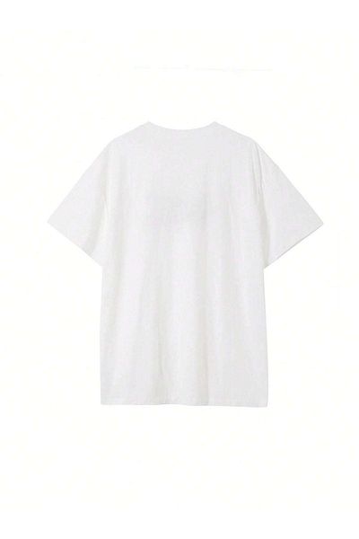 CLAYES Λευκό Oversize εμπριμέ ρολό Inner T-Shirt - Crew Neck, κοντό μανίκι