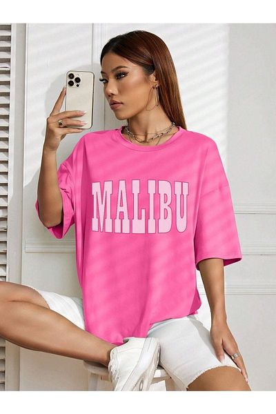CLAYES Μπλουζάκι Malibu Oversize Pink με λαιμόκοψη και κοντό μανίκι
