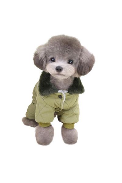 Glipet Fur Collar Dog Coat Khaki - S Paint