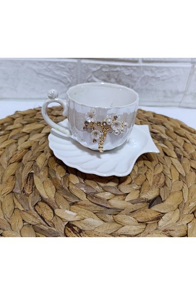 decovien Pearl Model 6 Person 12 Piece Porcelain Teacups (120 ml)