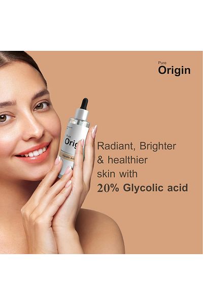 Pure Origin Glycolic Acid 20% Serum - Exfoliates & Renews Skin, For Brighter Even Tone Skin, 30Ml