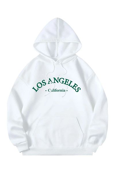 CLAYES Λευκό Oversize Unisex Φούτερ Λος Άντζελες