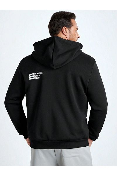 VBSVİBES Follow Freedom Cardigan cu fermoar - Hanorac negru oversize imprimat