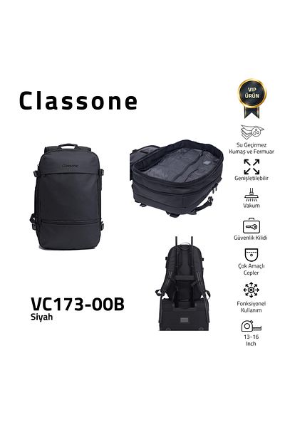 Classone حقيبة ظهر للكمبيوتر المحمول - سلسلة سفر متوافقة مقاس 17.3 بوصة، 15.6 بوصة، 14 بوصة