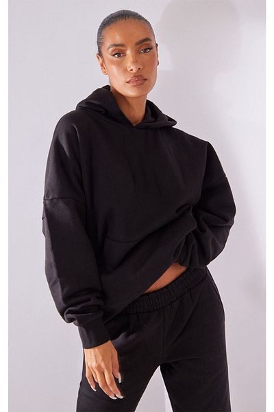 CLAYES Basic Straight Tracksuit Set Sweatshirt Jogger - Hooded Oversize Ribbed Rubber Leg