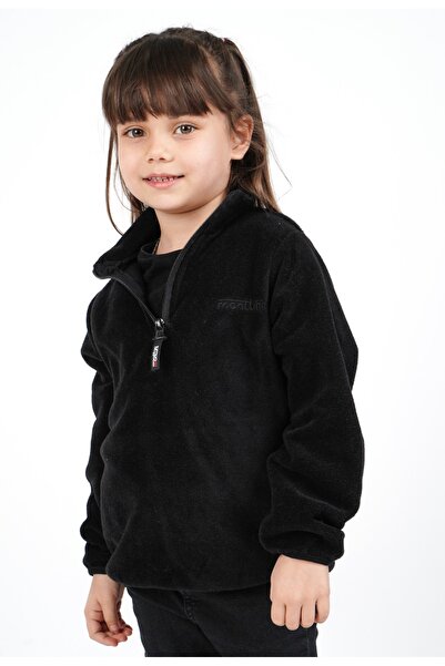 DUBLİNO KİDS Girl's Fleece Stand Collar Semi-Zip Sweatshirt