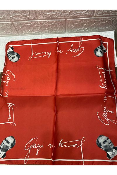 sema aksesuar Unisex Scarf with Red Ataturk Picture - for Official Ceremonies