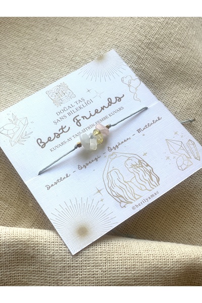 Beril Yamaç Design Studio Best Friends Bracelet with Good Wish Card Gift Natural Stone Bracelet Friendship Friendship Bracelet