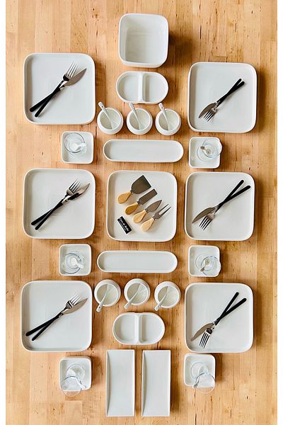 CASA DE BELLA White Porcelain Breakfast Set for 12 People - 82 Pieces