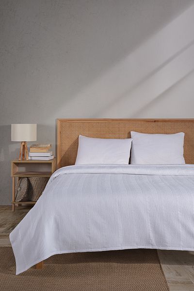 MYLASA HOME Double Cotton Bedspread / Pike - 200X230 Cm-White