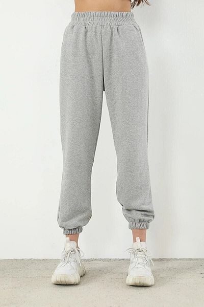 CLAYES Straight Basic Sweatpants Jogger - Gray Rubber Leg High Waist
