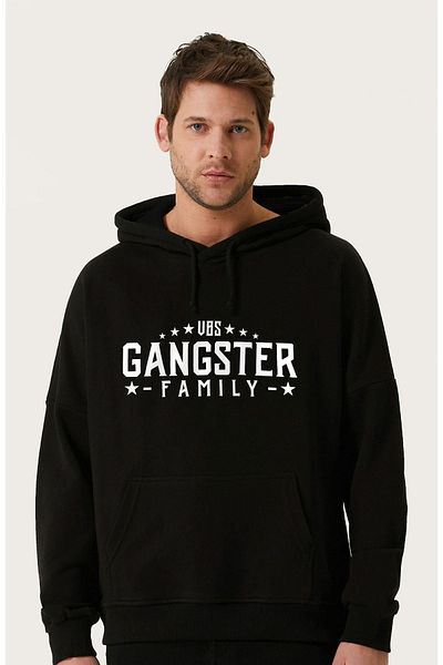 VBSVİBES Hanorac unisex oversize cu glugă cu imprimeu Gangster Family