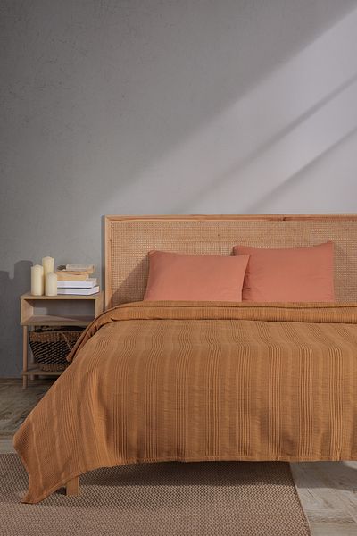 MYLASA HOME Double Cotton Bedspread / Pike - 200X230 Cm-Cinnamon