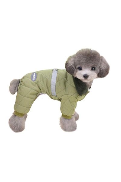 Glipet Dog Coat with Fur Collar Khaki L Model