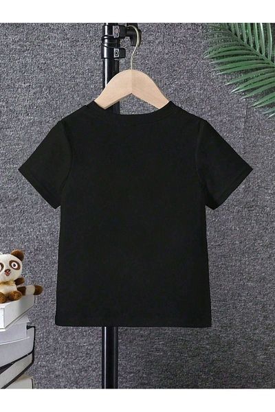 CLAYES Animals Cotton Children's T-Shirt - Black Printed Girls Boys' Summer Crew Neck T-Shirt