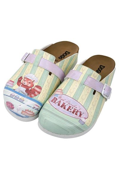 Dogo Women's Vegan Leather Multicolor Slippers - Red Panda Bakery Design
