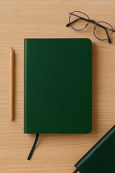 Fark Tanıtım Unlined Notebook, Unlined Notebook with Green Thermo Leather Cover, 128 Sheets, A5 Notebook