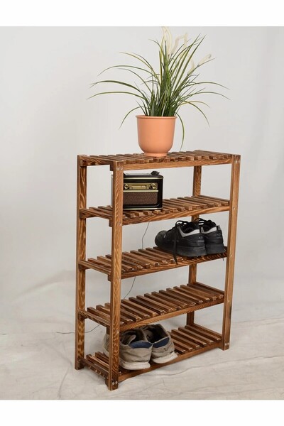 ALANDEKOR Dekoratif Katlı Ahşap Raf Portatif Ayakkabılık