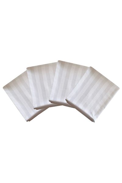 Kotonia Home Set 4 Fete de masa Kotonia Home Hotel, 100% bumbac, Damasc, dungi subtiri, alb, 120×120 cm