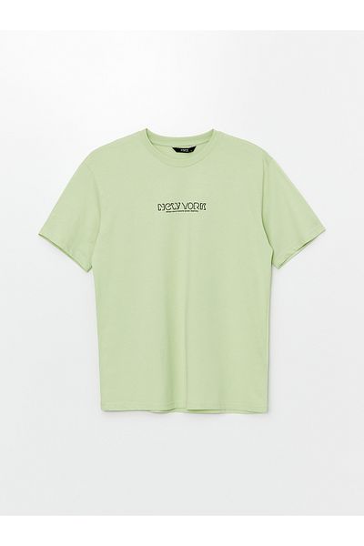 LC Waikiki Kurzärmliges, bedrucktes Herren-T-Shirt aus gekämmter Baumwolle mit Rundhalsausschnitt