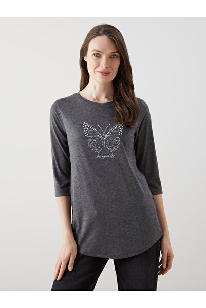 LC Waikiki Bedrucktes Damen-T-Shirt mit Rundhalsausschnitt