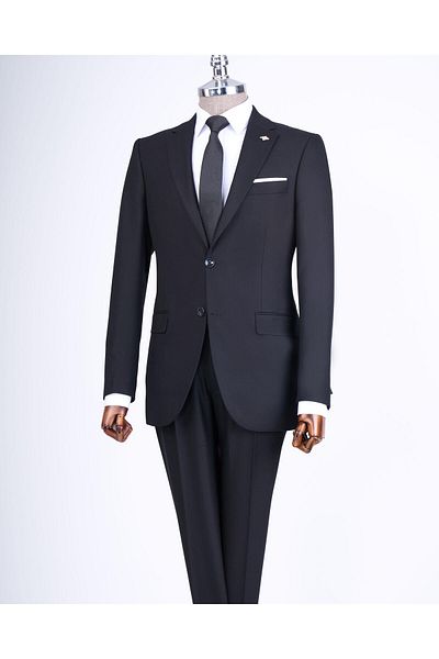 TerziAdemAltun Italian Style Slim Fit Jacket Pantalon Men's Suit Black T13566