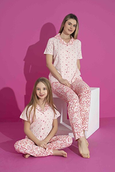 RAPAPA Girl's Summer Lycra (You Can Combine Mom and Daughter) Combed Cotton Buttoned Pajama Set 3027