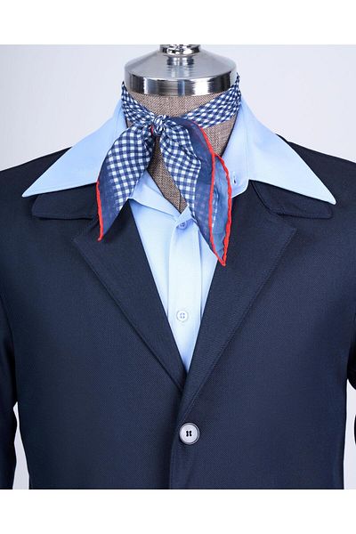 TerziAdemAltun Italian Style Men's Jacket and Pants Sports Suit Navy Blue T13228