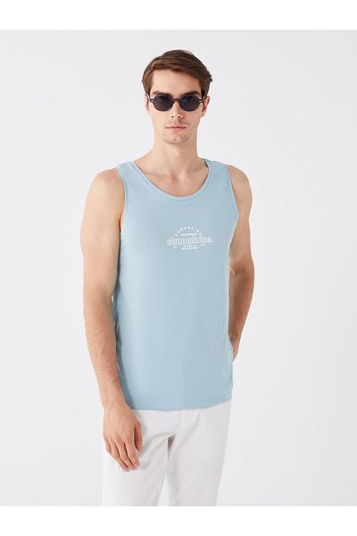 LC Waikiki Ανδρικό αμάνικο μπλουζάκι από βαμβάκι με στάμπα με λαιμόκοψη