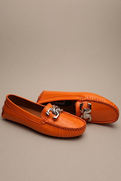 Gondol Mocasnic clasic de damă portocaliu din piele naturală 38 Ttx.787