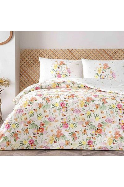Taç 100% cotton ranforce double bed linen with floral design, Taç, Shirley