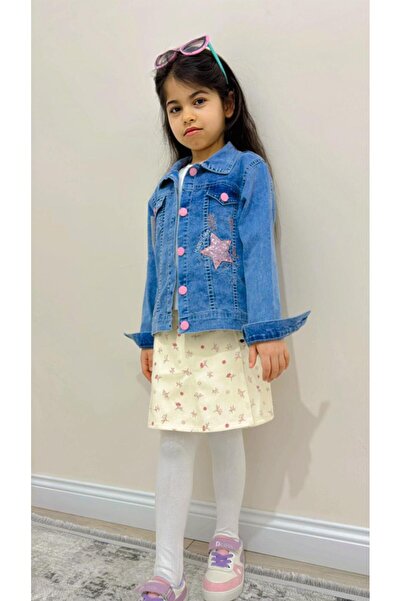 ÖRZİKİDS jachetă din denim cu imprimeu cu spălare sezonieră 3/7 ani