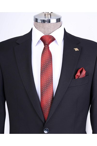 TerziAdemAltun Slim Fit Jacket Pant Suit Black T13567
