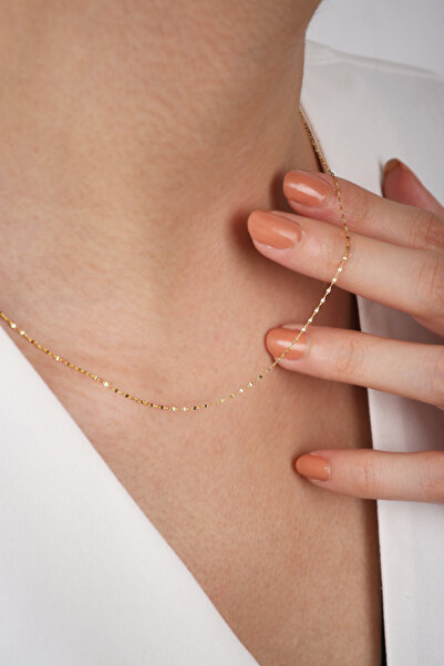 DİAMİNE PIRLANTA 14 Ayar Altın İnce Aynalı Zincir Kolye