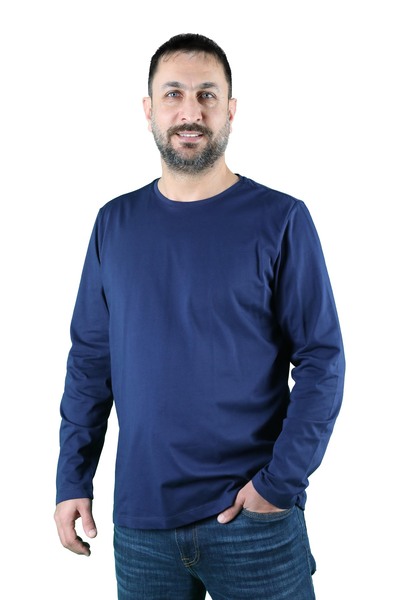 BALİNS Erkek Cotton Bisiklet Yaka Uzun Kollu Tişört